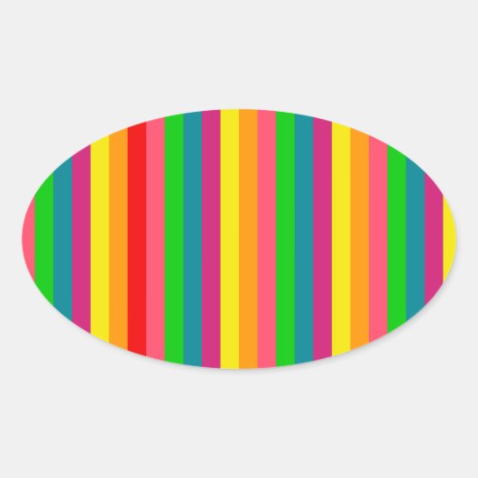 Verticale strips voor meerkleurige regenboog ovale sticker (Voorkant)