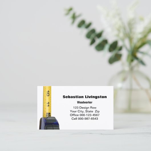 Verticale tapegroommeting bouwtaken visitekaartje (Staand voorkant)