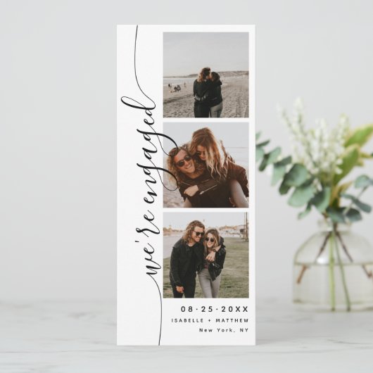 Verticale tekst foto strook engagement bericht kaart (Staand voorkant)