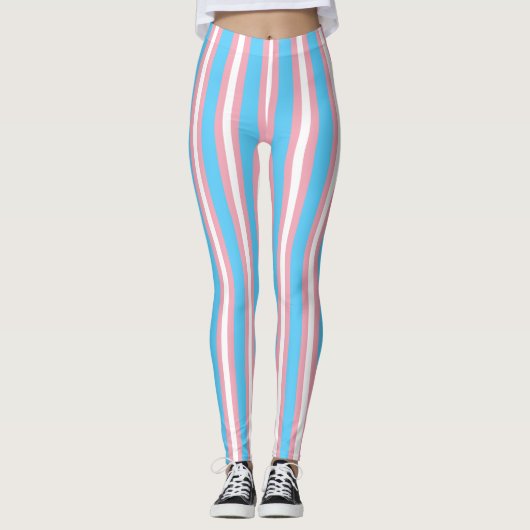 Verticale transgender Pride vlag Leggings (Voorkant)