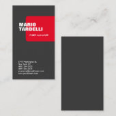 Verticale trendy op maat gemaakte grijze rode vlak visitekaartje (Voorkant / Achterkant)
