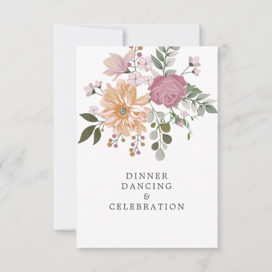 Verticale Trouwreceptiekaart met Zomerbloemen (Achterkant)