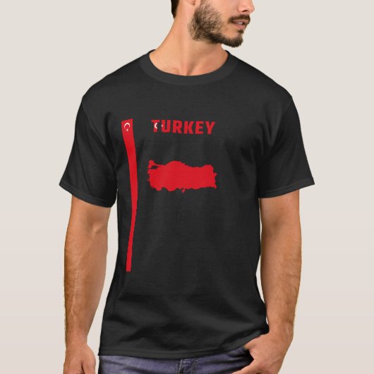 Verticale Turkse Vlag tekst TURKIJE Silhouet kaart T-shirt (Voorkant)