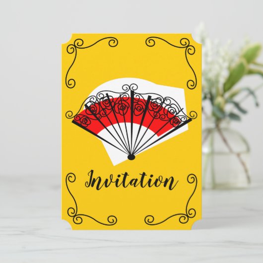 Verticale uitnodiging Spaanse ventilatorhoeken (Staand voorkant)