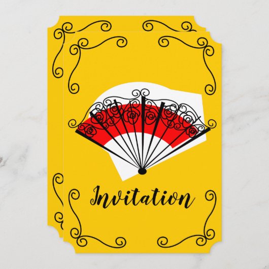 Verticale uitnodiging Spaanse ventilatorhoeken (Voorkant / Achterkant)