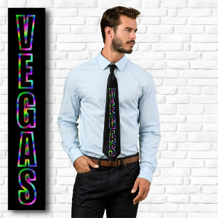 Verticale VEGAS Neon Grafisch Zwart Stropdas