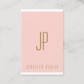 Verticale Visitekaartjes Blush Pink Gold Monogram (Voorkant)