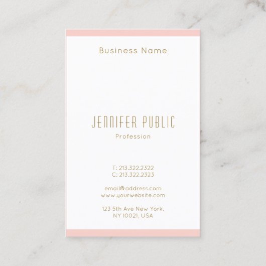 Verticale Visitekaartjes Blush Pink Gold Monogram (Achterkant)