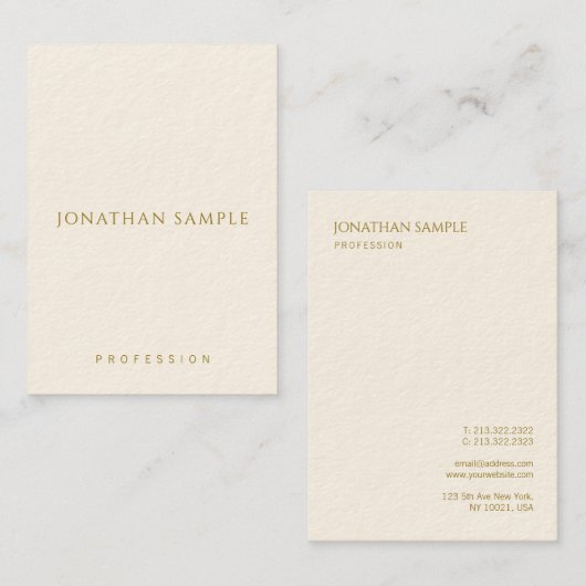 Verticale Visitekaartjes Gold Text Elegant Sjabloo (Voorkant / Achterkant)