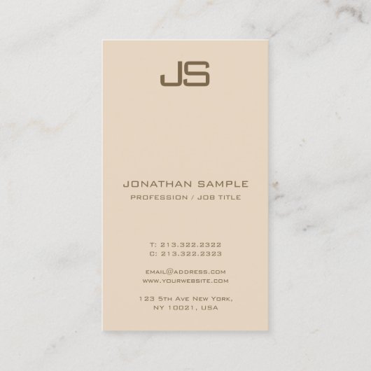 Verticale Visitekaartjes Modern legant monogram (Achterkant)