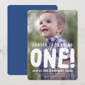 Verticale Volledige Foto Eerste Verjaardag Uitnodi Kaart (Voorkant / Achterkant)