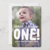 Verticale Volledige Foto Eerste Verjaardag Uitnodi Kaart (Voorkant)