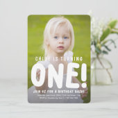 Verticale Volledige Foto Eerste Verjaardag Uitnodi Kaart (Staand voorkant)