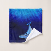 Verticale walvisbewegingsscène naar beneden in oce bad handdoek (Wasdoekje)