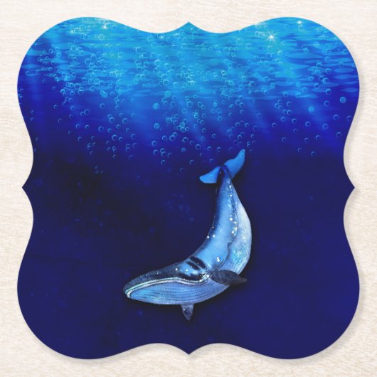 Verticale walvisbewegingsschaal naar beneden in oc kartonnen onderzetters (Voorkant)