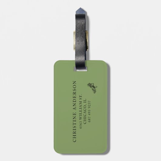 Verticale Waterverf Oak Boom Elegant Bagagelabel (Achterkant verticaal)