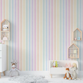 Verticale Waterverf pastel streep regenboog Behang