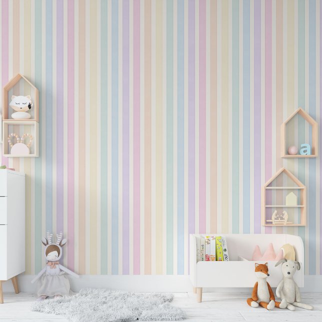 Verticale Waterverf pastel streep regenboog Behang (Creator heeft geüpload)