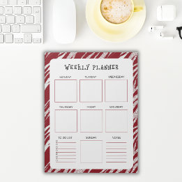 Verticale weekplanner zonder datum met rode rand notitieblok