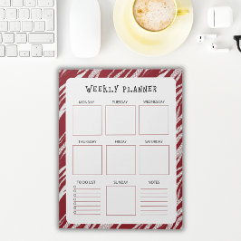 Verticale weekplanner zonder datum met rode rand notitieblok