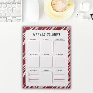 Verticale weekplanner zonder datum met rode rand notitieblok