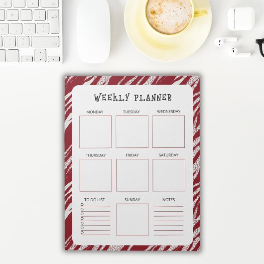 Verticale weekplanner zonder datum met rode rand notitieblok