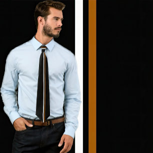 Verticale witte en bruine strepen op zwarte stropd stropdas