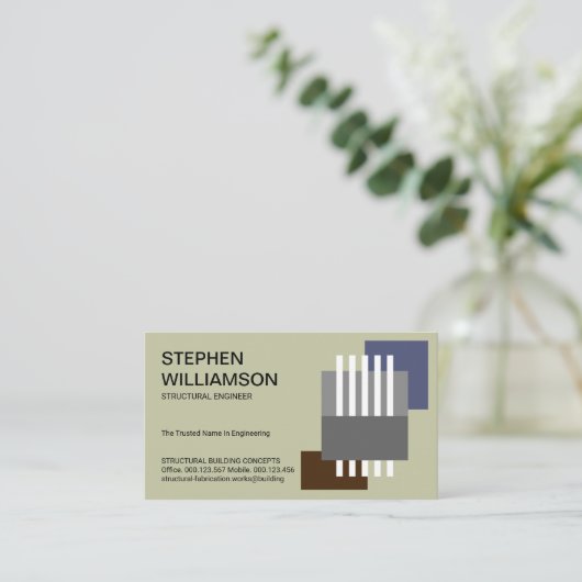 Verticale witte rebars bouwstenen engineering visitekaartje (Staand voorkant)