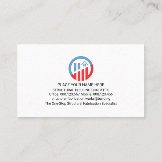 Verticale witte rebars bouwstenen engineering visitekaartje (Achterkant)