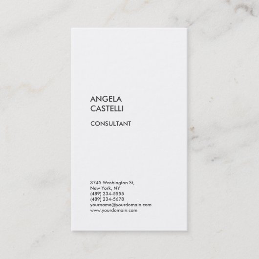 Verticale witte rendy Modern Minimalist Plain Busi Visitekaartje (Voorkant)