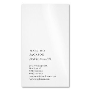 Verticale Witte Trendy Minimalistische Eenvoud Magnetisch Visitekaartje