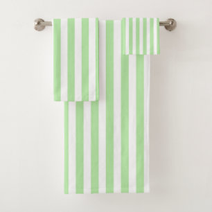 Verticale zachte groene en witte strepen bad handdoek
