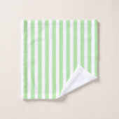 Verticale zachte groene en witte strepen bad handdoek (Wasdoekje)