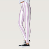 Verticale zachte Paarse en witte strepen Leggings (Links)