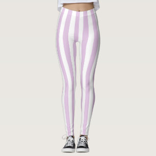 Verticale zachte Paarse en witte strepen Leggings