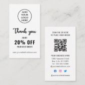 Verticale zakelijke Logo Loyalty Black White QR-co Kortingskaartje (Voorkant / Achterkant)