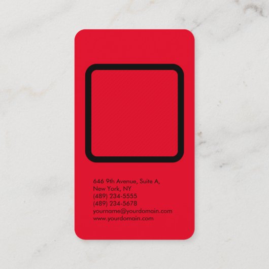 Verticale zijde, elegant, modern, rood vlak visitekaartje (Achterkant)