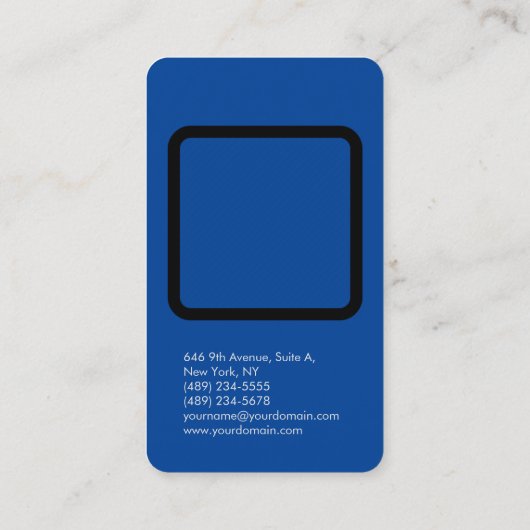Verticale zijde elegant, uniek, modern blauw vlak visitekaartje (Achterkant)