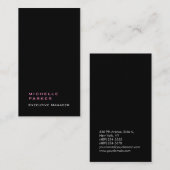 Verticale zijde elegant, uniek, zwart vlak visitekaartje (Voorkant / Achterkant)