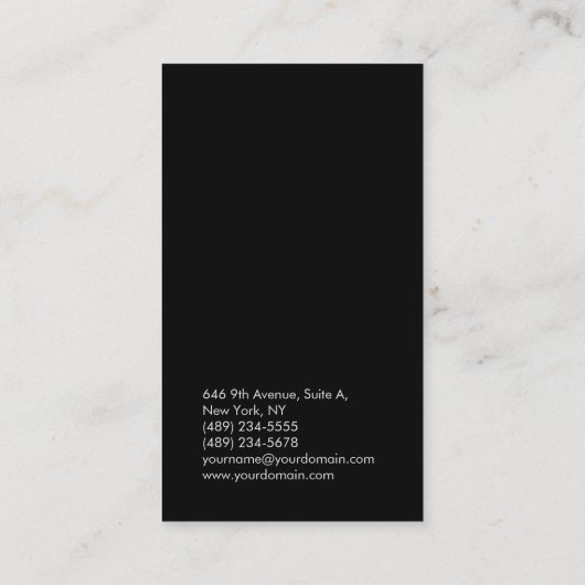 Verticale zijde elegant, uniek, zwart vlak visitekaartje (Achterkant)