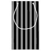 Verticale zilver en zwarte strepen klein cadeauzakje (Achterkant)