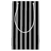Verticale zilver en zwarte strepen klein cadeauzakje (Voorkant)