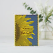 Verticale zonnebloem en Sky Wedding Save the Date Aankondigingskaart (Staand voorkant)