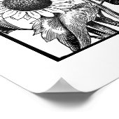 Verticale zonnebloem Kunst Druk zwart en wit af Poster (Hoek)