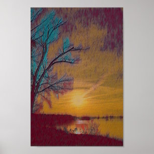 Verticale zonsondergang poster