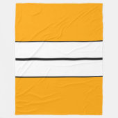 Verticale zwart witte racestrepen op vet geel fleece deken (Voorkant)