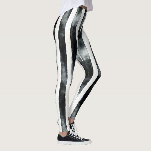 Verticale zwart-witte streep leggings (Rechts)