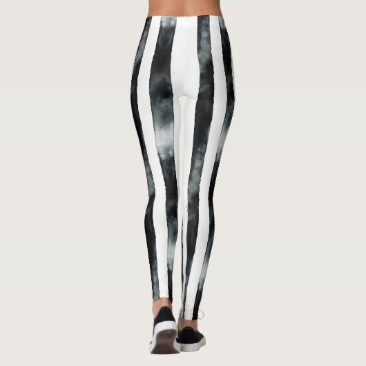 Verticale zwart-witte streep leggings (Achterkant)