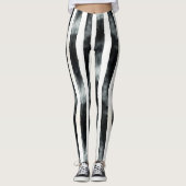Verticale zwart-witte streep leggings (Voorkant)