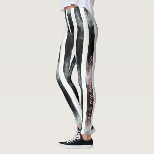 Verticale zwart-witte streep leggings (Links)